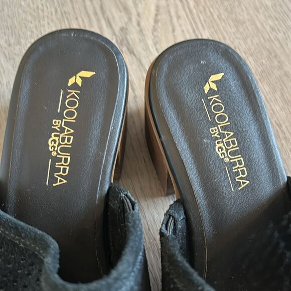 LIKE NEW KOOLABURRA BY UGG RAYCHEL SLIDE SANDAL IN BLACK SUEDE 6.5 - Picture 4 of 10